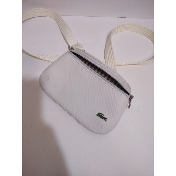 Lacoste Crossbody White Bag Vintage Alligator Designer Zip Sporty - Picture 6 of 13